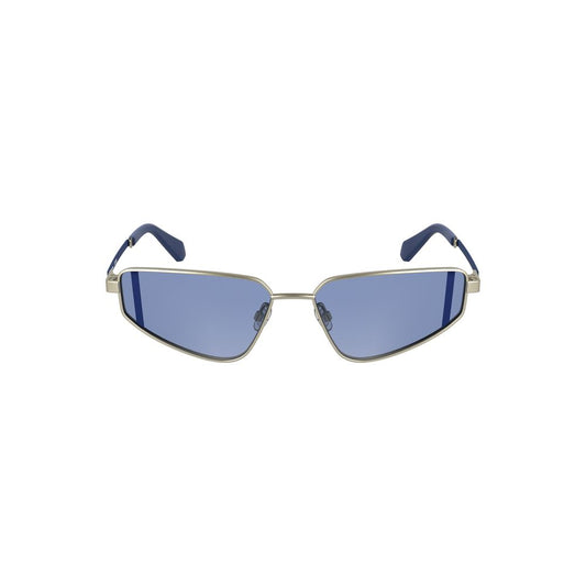 Sunglasses by Calvin Klein for women in metal blue & gray features an ethereal with gray coloured frame frames and for a ethereal finish.