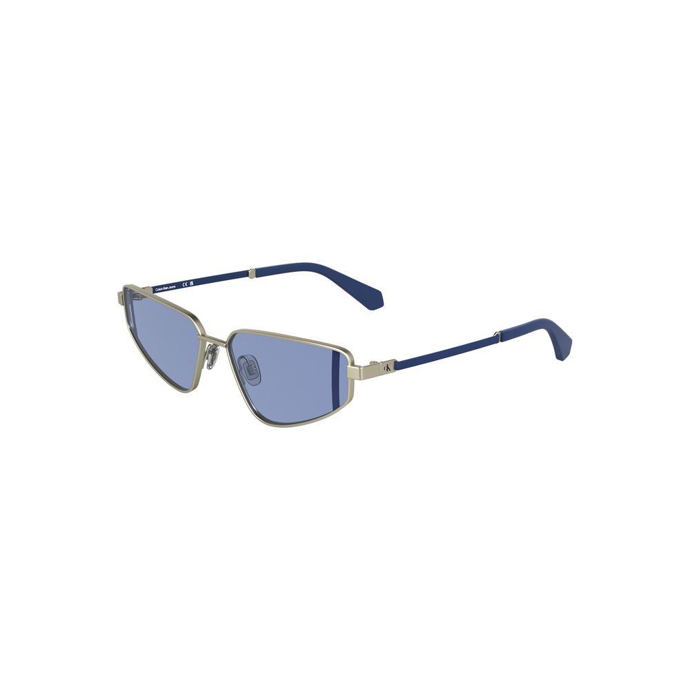 Sunglasses by Calvin Klein for women in metal blue & gray showcases a ethereal silhouette, featuring gray coloured frame with for a ethereal finish.