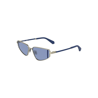 Sunglasses by Calvin Klein for women in metal blue & gray showcases a ethereal silhouette, featuring gray coloured frame with for a ethereal finish.