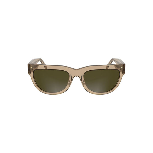 Sunglasses by Calvin Klein for women in acetate brown features a sumptuous silhouette, showcasing a sumptuous square frame design in brown coloured frame with high-performance .