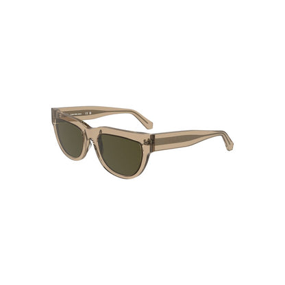 Sunglasses by Calvin Klein for women in acetate and brown featuring an opulent square frame design with a sophisticated brown coloured frame finish and high-performance .