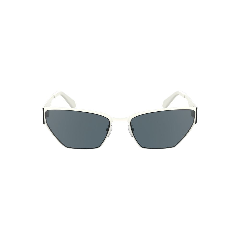 Sunglasses by Calvin Klein for women in metal white showcases a ethereal silhouette, featuring white coloured frame cat-eye frame design with for a ethereal finish.