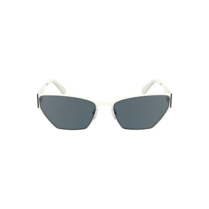 Sunglasses by Calvin Klein for women in metal white showcases a ethereal silhouette, featuring white coloured frame cat-eye frame design with for a ethereal finish.