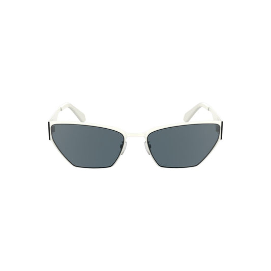 Sunglasses by Calvin Klein for women in metal white showcases a ethereal silhouette, featuring white coloured frame cat-eye frame design with for a ethereal finish.