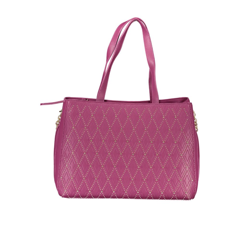 Quilted Shopper Tote Convertible Handbag by Mario Valentino for women in polyethylene faux leather purple features an exquisite silhouette, showcasing a secure snap & zipper, ample built-in-compartments & internal-pockets, and exquisite shoulder-strap, adjustable-strap & handle for a sophisticated finish.