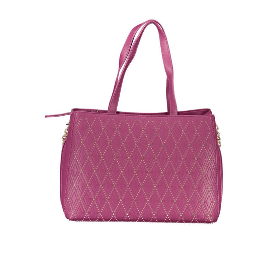Quilted Shopper Tote Convertible Handbag by Mario Valentino for women in polyethylene faux leather purple features an exquisite silhouette, showcasing a secure snap & zipper, ample built-in-compartments & internal-pockets, and exquisite shoulder-strap, adjustable-strap & handle for a sophisticated finish.