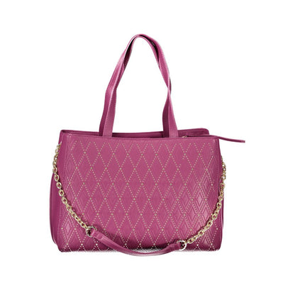 Quilted Shopper Tote Convertible Handbag by Mario Valentino for women in polyethylene faux leather purple presents a exquisite silhouette, showcasing a secure snap & zipper and organized built-in-compartments & internal-pockets with versatile shoulder-strap, adjustable-strap & handle.