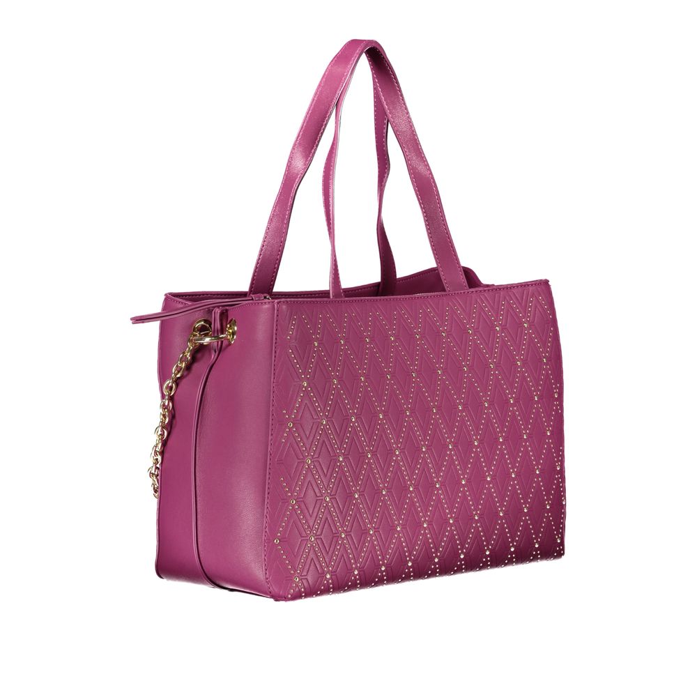 Quilted Shopper Tote Convertible Handbag by Mario Valentino for women in polyethylene faux leather purple features a exquisite silhouette with a secure snap & zipper, ample built-in-compartments & internal-pockets, and versatile shoulder-strap, adjustable-strap & handle for a exquisite look.