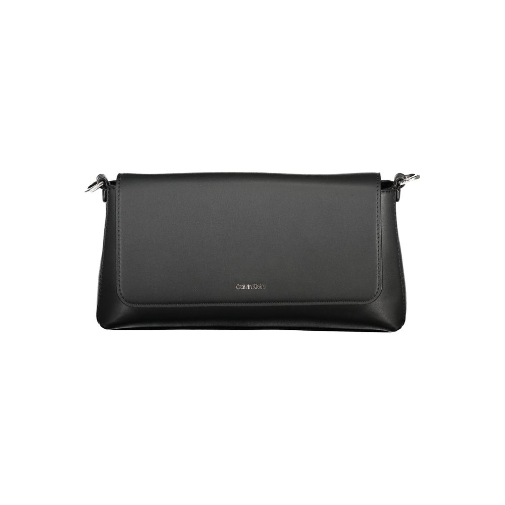 2-in-1 Shoulder & Crossbody Convertible Handbag by Calvin Klein for women in polyester faux leather black features a polished silhouette with a secure snap & fold-over, ample cardholder, and polished crossbody-strap, shoulder-strap, adjustable-strap & handle for a sophisticated look.