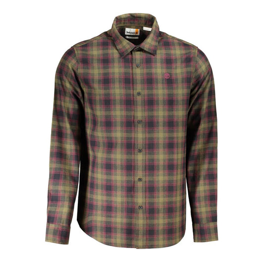 Shirt by Timberland for men in cotton green features an architectural silhouette with a refined long-sleeve and elegant for a architectural look.
