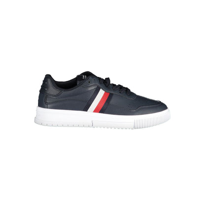 Sneakers by Tommy Hilfiger for men in polyester polyethylene leather blue features an sumptuous silhouette, showcasing the premium Men's Fashion Polyester Polyethylene Leather Sneakers in a sumptuous fashion style that offers a sumptuous finish for refined style.