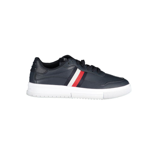 Sneakers by Tommy Hilfiger for men in polyester polyethylene leather blue features an sumptuous silhouette, showcasing the premium Men's Fashion Polyester Polyethylene Leather Sneakers in a sumptuous fashion style that offers a sumptuous finish for refined style.