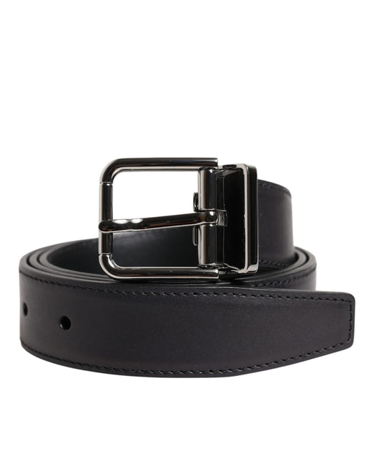 Dolce & Gabbana Calf Leather Belt - Black Silver
