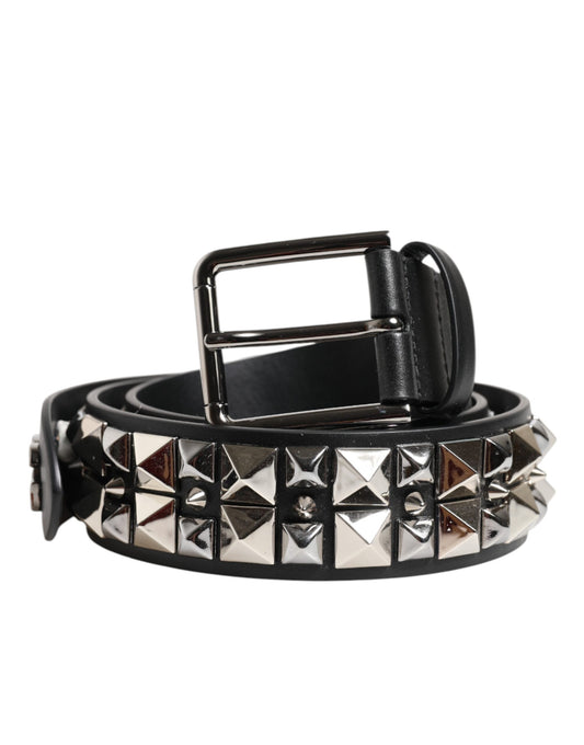 Dolce & Gabbana Calf Leather Belt - Black Silver