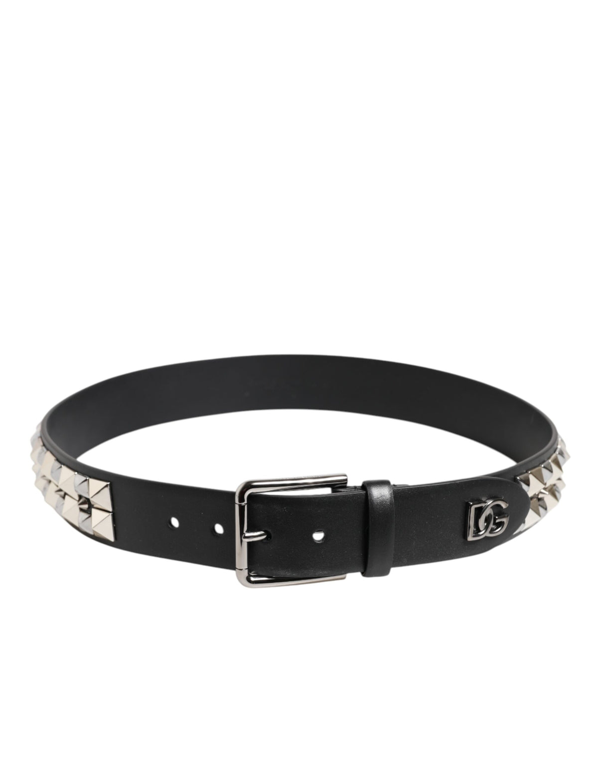 Dolce & Gabbana Calf Leather Belt - Black Silver