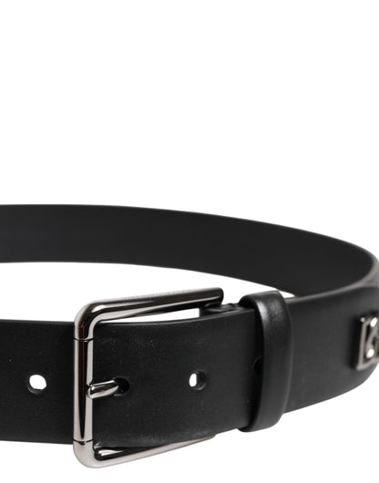 Dolce & Gabbana Calf Leather Belt - Black Silver