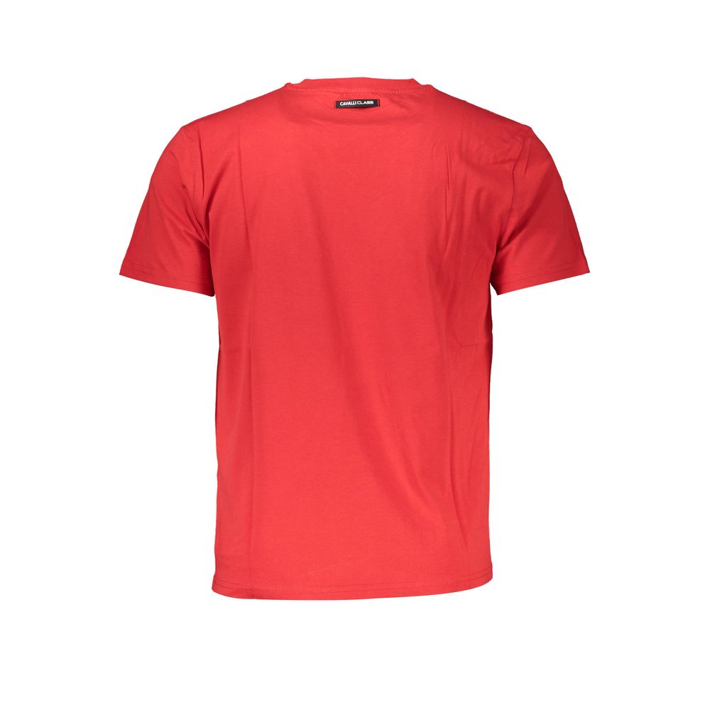 T-Shirt by Cavalli Class for men in cotton red & print showcases a fashionable silhouette, elegantly detailed with a fashionable and for a sophisticated, high-fashion look.