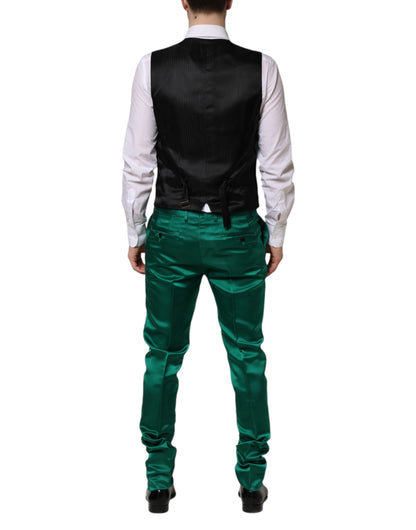 Dolce & Gabbana Green Silk 3 Piece Single Breasted Suit