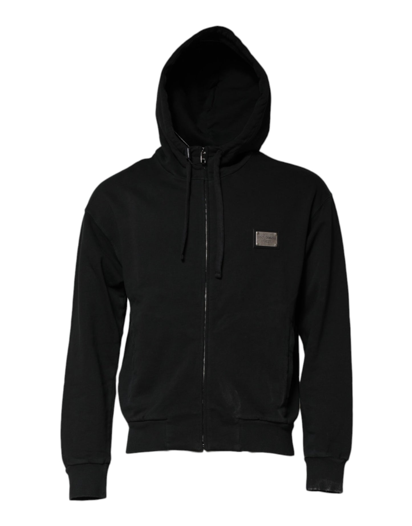 Dolce & Gabbana Black Logo Full Zip Hooded Men Sweatshirt Sweater