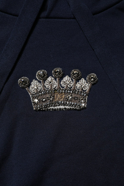 Dolce & Gabbana Black Crown Cotton Hooded Sweatshirt Sweater