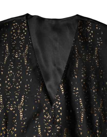 Dolce & Gabbana Black Lurex Dress Formal Men Waistcoat Vest