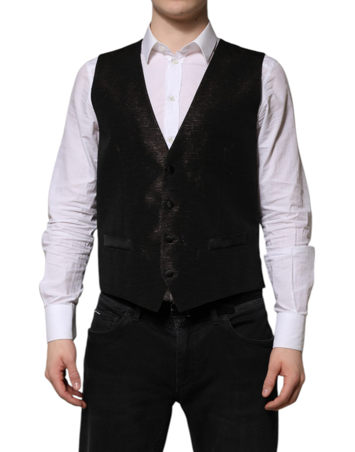 Dolce & Gabbana Men's Single Breasted Acetate Nylon Polyester Silk & Viscose Vest - Brown