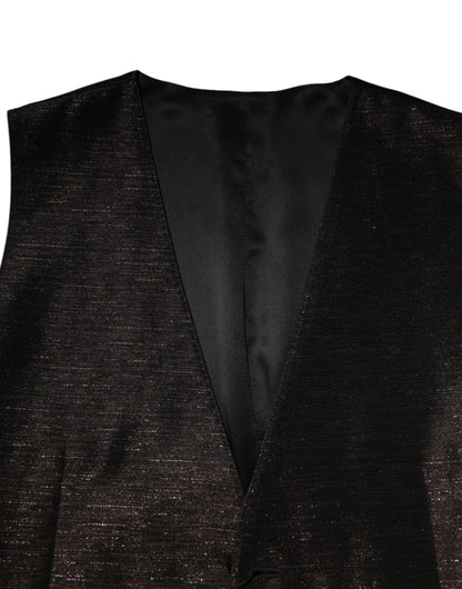 Dolce & Gabbana Men's Single Breasted Acetate Nylon Polyester Silk & Viscose Vest - Brown