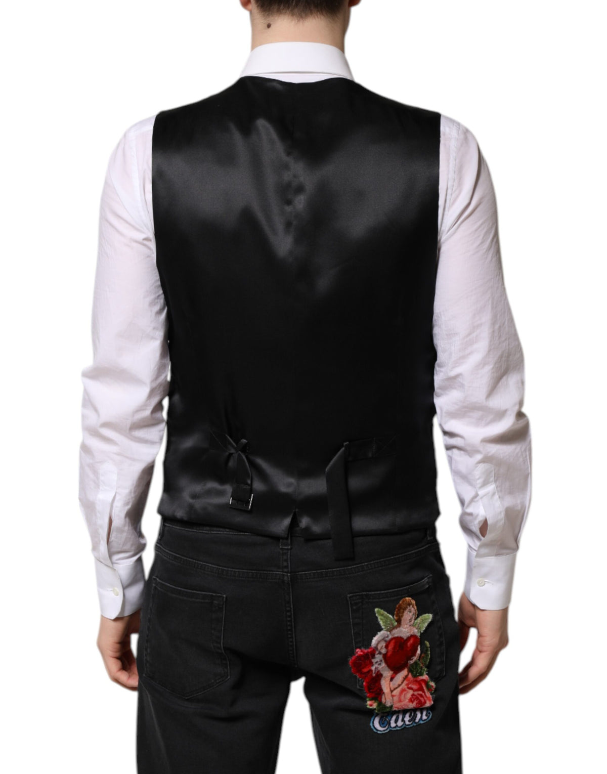 Dolce & Gabbana Men's Single Breasted Polyester Satin & Silk Vest - Pink Floral