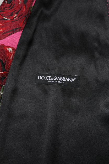 Dolce & Gabbana Men's Single Breasted Polyester Satin & Silk Vest - Pink Floral