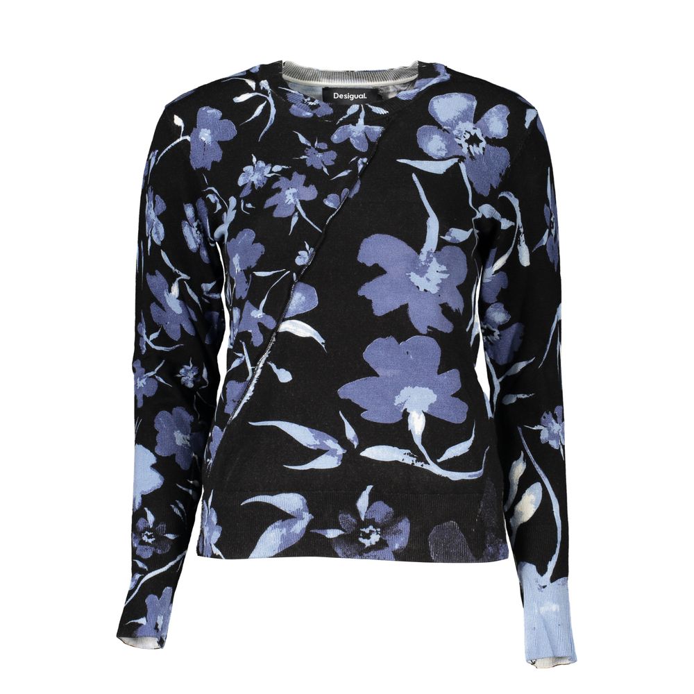 Sweater by Desigual for women in polyamide viscose black & print showcases a downtown chic silhouette, artfully finished with a downtown chic crew neckline and long-sleeve for a sophisticated, high-end look.