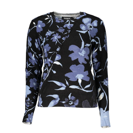 Sweater by Desigual for women in polyamide viscose black & print showcases a downtown chic silhouette, artfully finished with a downtown chic crew neckline and long-sleeve for a sophisticated, high-end look.