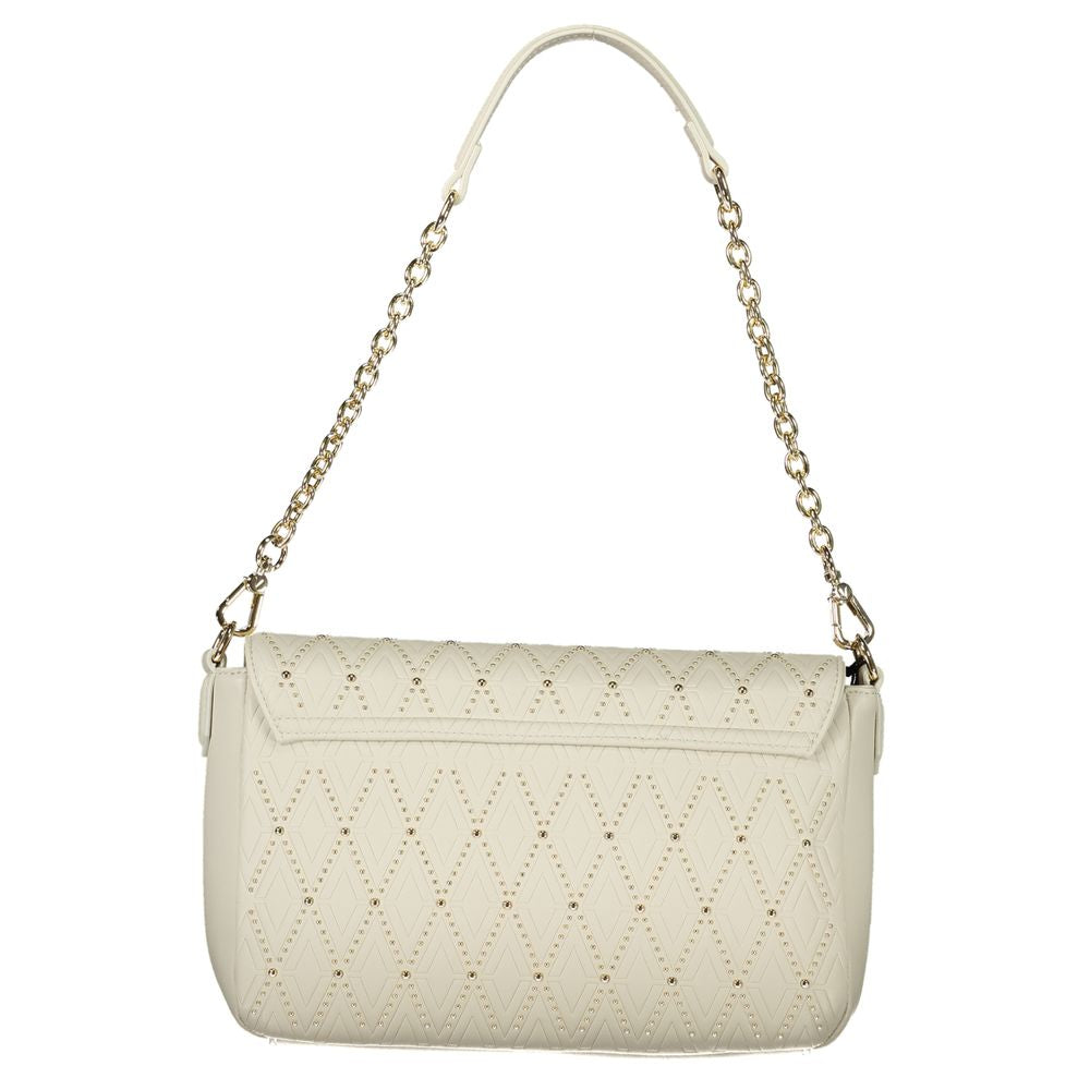 Convertible Handbag by Mario Valentino for women in polyethylene faux leather white features a exquisite silhouette with a secure snap & zipper, ample internal-pockets, and versatile shoulder-strap, adjustable-strap & handle for a exquisite look.