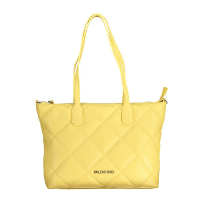 Mario Valentino Polyethylene Faux Leather Quilted Phone Holder Convertible Handbag - Yellow