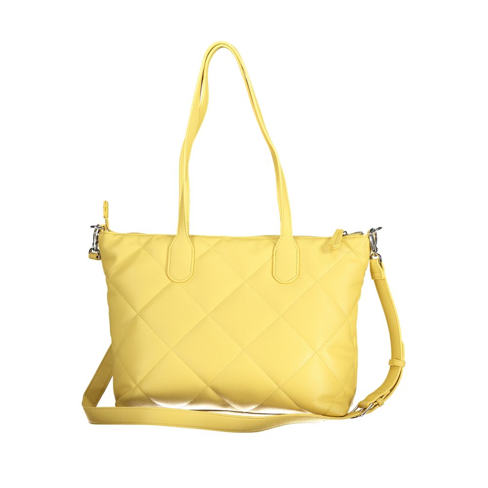 Mario Valentino Polyethylene Faux Leather Quilted Phone Holder Convertible Handbag - Yellow