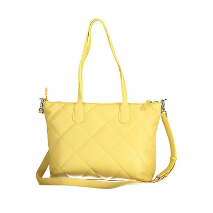 Mario Valentino Polyethylene Faux Leather Quilted Phone Holder Convertible Handbag - Yellow
