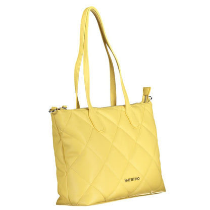 Mario Valentino Polyethylene Faux Leather Quilted Phone Holder Convertible Handbag - Yellow