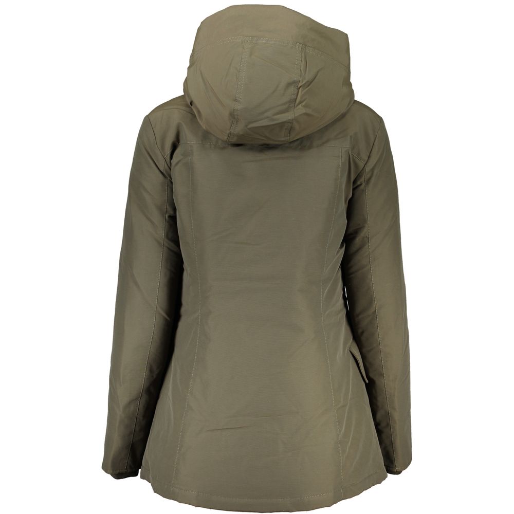 Hooded Jacket by Woolrich for women in cotton green features an utilitarian silhouette with a refined , showcasing sophisticated pockets & hooded for an utilitarian aesthetic.