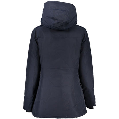 Hooded Jacket by Woolrich for women in cotton blue showcases a contemporary silhouette, detailed with a contemporary hooded neckline and premium pockets & hooded for a sophisticated finish.