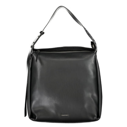 Large Convertible Handbag by Calvin Klein for women in polyester faux leather black presents a enviable design with a secure zipper, ample internal-pockets, and versatile shoulder-strap, adjustable-strap & handle for a sophisticated look.