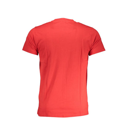 T-Shirt by Cavalli Class for men in cotton red & print features an edgy silhouette, meticulously detailed with a sophisticated and for a truly edgy finish.