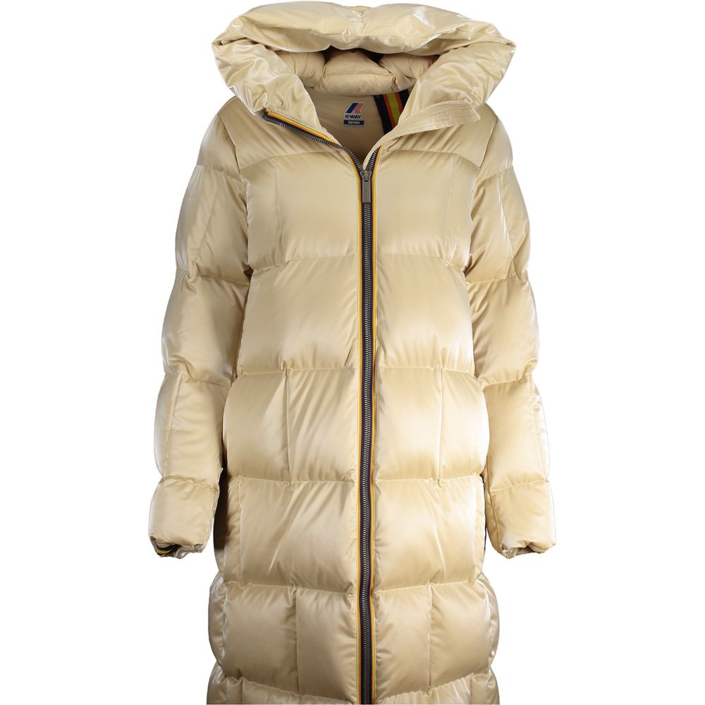 Overcoat by K-WAY for women in cotton polyester beige features a contemporary silhouette showcasing a contemporary and refined for a sophisticated finish.