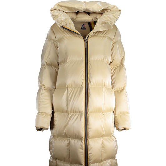 Overcoat by K-WAY for women in cotton polyester beige features a contemporary silhouette showcasing a contemporary and refined for a sophisticated finish.