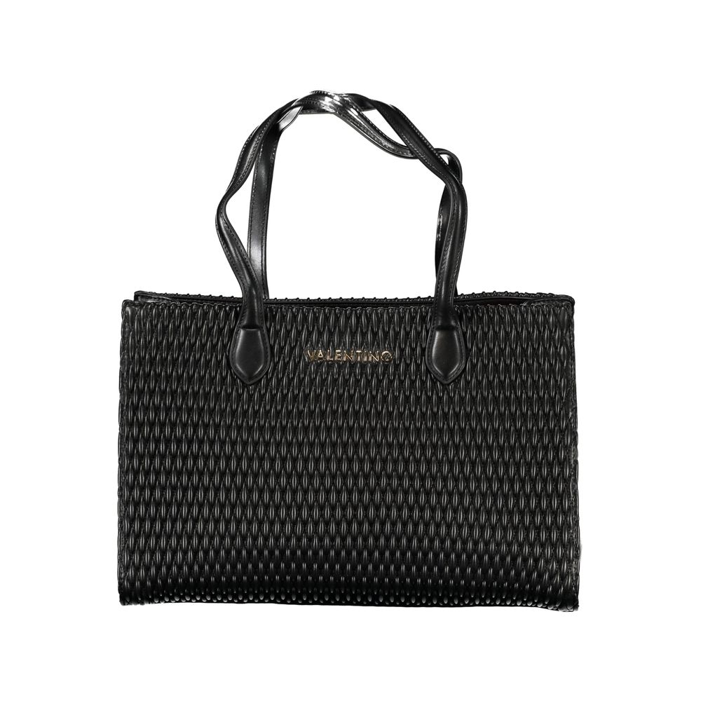 Shoulder Handbag by Mario Valentino for women in polyethylene black & signature features a signature silhouette, showcasing a secure and signature internal-pockets with versatile shoulder-strap & handle for a sophisticated look.