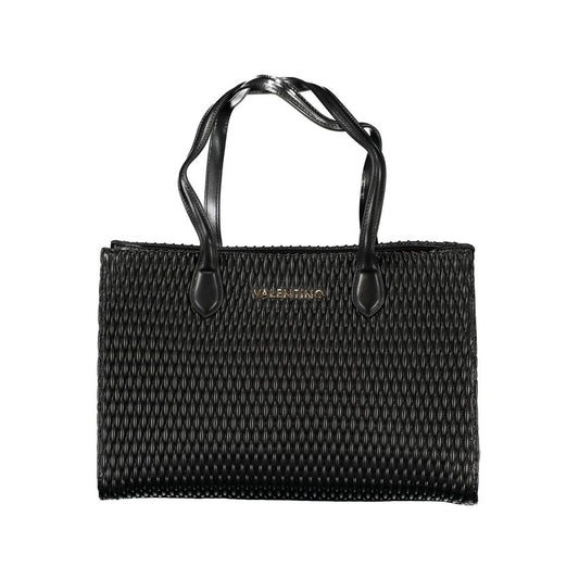Shoulder Handbag by Mario Valentino for women in polyethylene black & signature features a signature silhouette, showcasing a secure and signature internal-pockets with versatile shoulder-strap & handle for a sophisticated look.