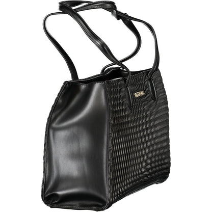 Shoulder Handbag by Mario Valentino for women in polyethylene black & signature presents a ornamental silhouette, showcasing a secure , ample internal-pockets, and versatile shoulder-strap & handle for a ornamental finish.