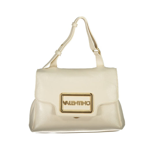 Handbag by Mario Valentino for women in polyethylene beige presents a ornamental silhouette, showcasing a secure snap & zipper, ample built-in-compartments, and versatile shoulder-strap, adjustable-strap, detachable-strap & handle for a ornamental finish.