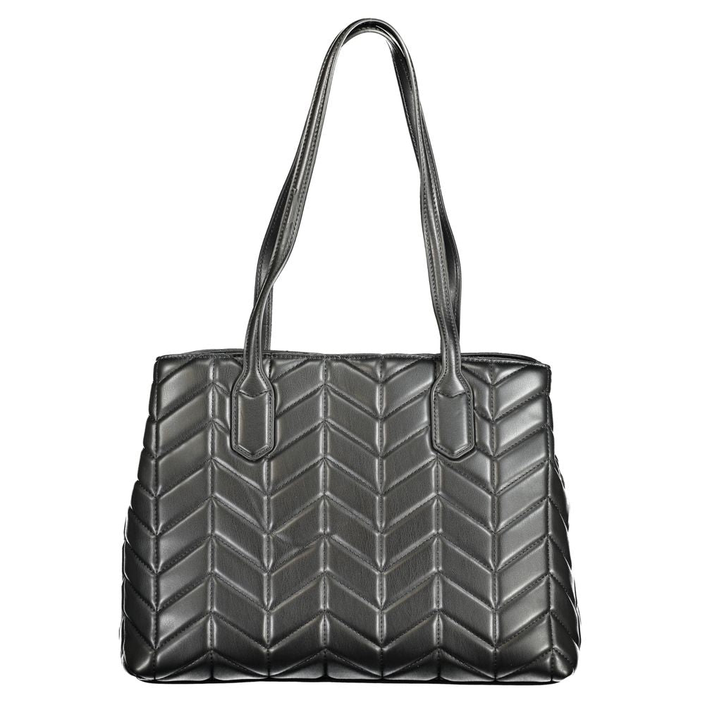 Handbag by Mario Valentino for women in polyethylene black features a refined silhouette, showcasing a secure zipper & magnetic, organized internal-pockets, and versatile handle for a refined finish.