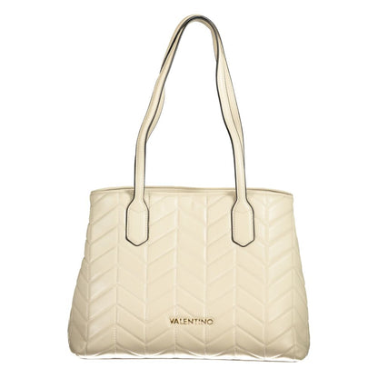 Handbag by Mario Valentino for women in polyethylene beige & signature presents a ornamental silhouette, showcasing a secure zipper & magnetic, ample internal-pockets, and versatile handle for a ornamental finish.