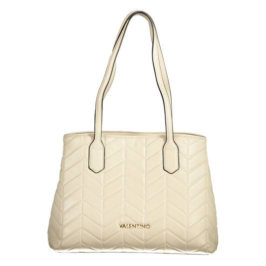 Handbag by Mario Valentino for women in polyethylene beige & signature presents a ornamental silhouette, showcasing a secure zipper & magnetic, ample internal-pockets, and versatile handle for a ornamental finish.