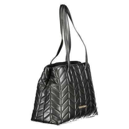 Handbag by Mario Valentino for women in polyethylene black features a signature silhouette, showcasing a secure zipper & magnetic and signature internal-pockets with versatile handle for a sophisticated look.